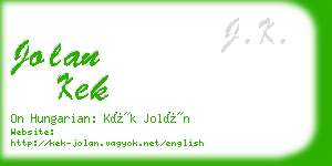 jolan kek business card